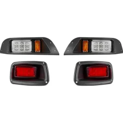 VEVOR Golf Cart Light Kit, 12 Volt, Street Legal LED Headlight and Tail Light Kit with Wiring Harness, Turn Signals, Hazard Light, Switch Horn, Brake Pad, Zip Ties, ABS Housing, for EZGO TXT 1996-2013