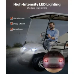 VEVOR Golf Cart Light Kit, 12 Volt, LED Headlight and Tail Light Kit with Wiring Harness, Switch, Zip Ties, ABS Housing, High-Brightness, Waterproof and Dustproof, Fit for EZGO TXT 1996-2013 Models