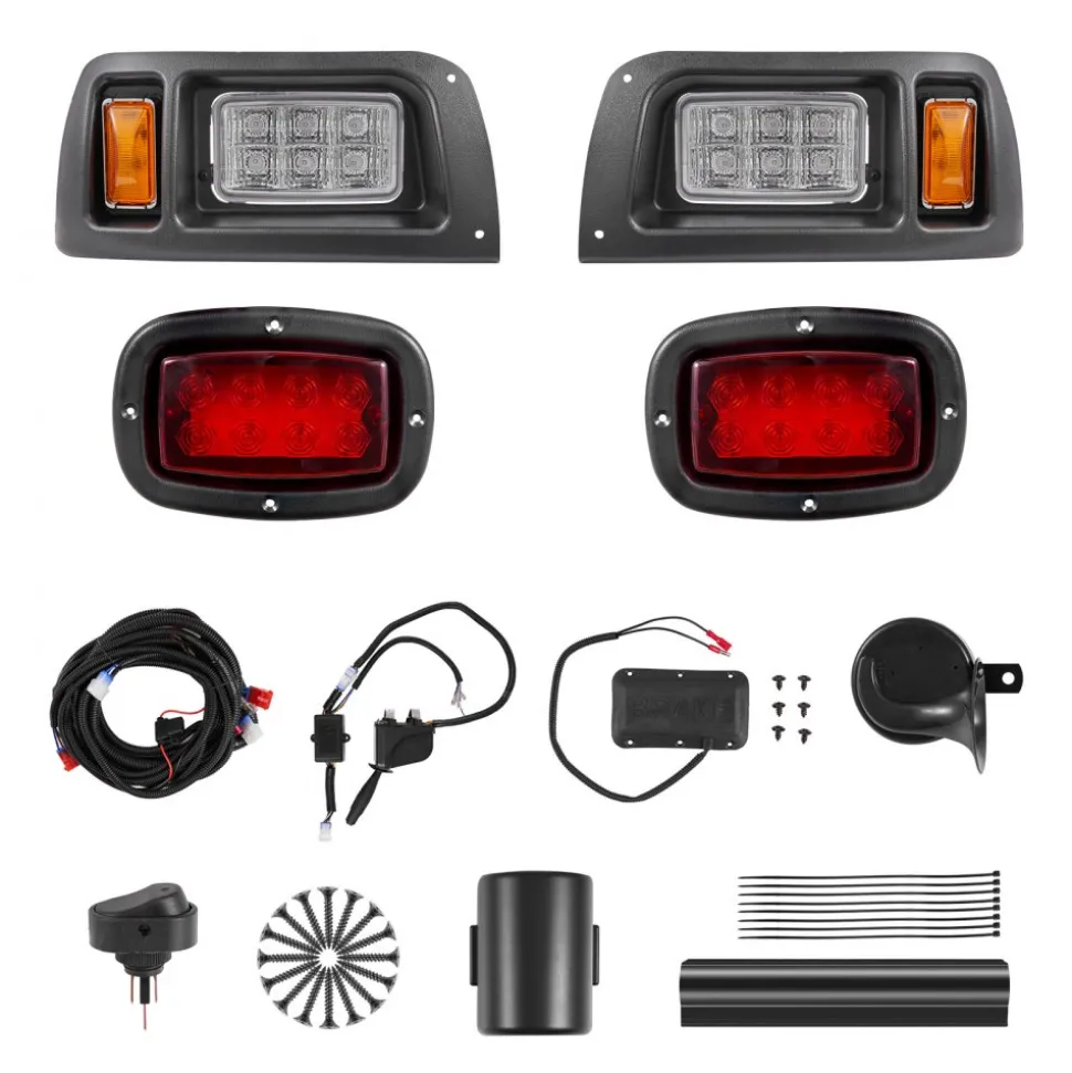 VEVOR Golf Cart Light Kit, 12 Volt, LED Headlight and Tail Light Kit with Wiring Harness, Switch, Zip Ties, ABS Housing, High-Brightness, Waterproof and Dustproof, Fit for EZGO TXT 1996-2013 Models