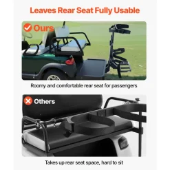 VEVOR Golf Cart Rear Seat Bag Holder, 27.1 x 15.6 x 29.7 inch, Compatible with Most Golf Carts with Rear Seat Grab Bar, Space-Saving Carbon Steel Bag Holder Bracket, No-Drilling Installation, Black