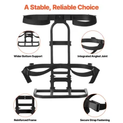 VEVOR Golf Cart Rear Seat Bag Holder, 27.1 x 15.6 x 29.7 inch, Compatible with Most Golf Carts with Rear Seat Grab Bar, Space-Saving Carbon Steel Bag Holder Bracket, No-Drilling Installation, Black