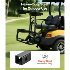 VEVOR Golf Cart Rear Seat Bag Holder, 27.1 x 15.6 x 29.7 inch, Compatible with Most Golf Carts with Rear Seat Grab Bar, Space-Saving Carbon Steel Bag Holder Bracket, No-Drilling Installation, Black