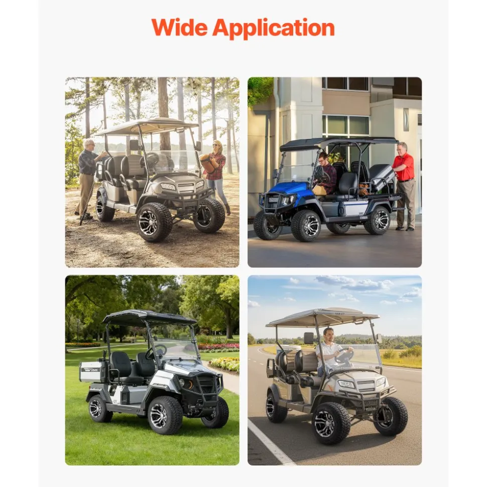 VEVOR Golf Cart Wheels, 10" 205/50-10 Black Aluminum Alloy Golf Cart Tires and Wheels Combo (Set of 4) Fit Club Car, EZGO, Yamaha, 4 Ply Rubber 4-Lug Lawn Mower Tires & Rims, 675 lbs Load, All-Terrain