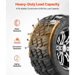 VEVOR Golf Cart Wheels, 12" 20x10-12 Black Aluminum Alloy Golf Cart Tires and Wheels Combo (Set of 4) Fit Club Car, EZGO, Yamaha, 4 Ply Rubber 4-Lug Lawn Mower Tires & Rims, 800 lbs Load, All-Terrain