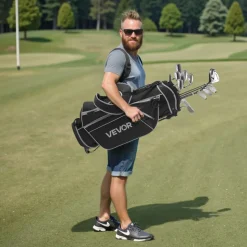 VEVOR Golf Club Set, 12 Pieces Men's Complete Golf Club Set Right Handed with 460CC #1 Driver, #3 & 5 Fairway Wood, #4 Hybrid, #5/#6/#7/#8/#9/#PW/#SW Irons, L-Shaped Putter, Golf Stand Bag, Black