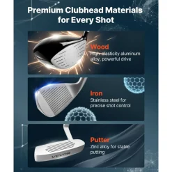 VEVOR Golf Club Set, 12 Pieces Men's Complete Golf Club Set Right Handed with 460CC #1 Driver, #3 & 5 Fairway Wood, #4 Hybrid, #5/#6/#7/#8/#9/#PW/#SW Irons, L-Shaped Putter, Golf Stand Bag, Black