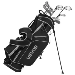 VEVOR Golf Club Set, 12 Pieces Men's Complete Golf Club Set Right Handed with 460CC #1 Driver, #3 & 5 Fairway Wood, #4 Hybrid, #5/#6/#7/#8/#9/#PW/#SW Irons, L-Shaped Putter, Golf Stand Bag, Black
