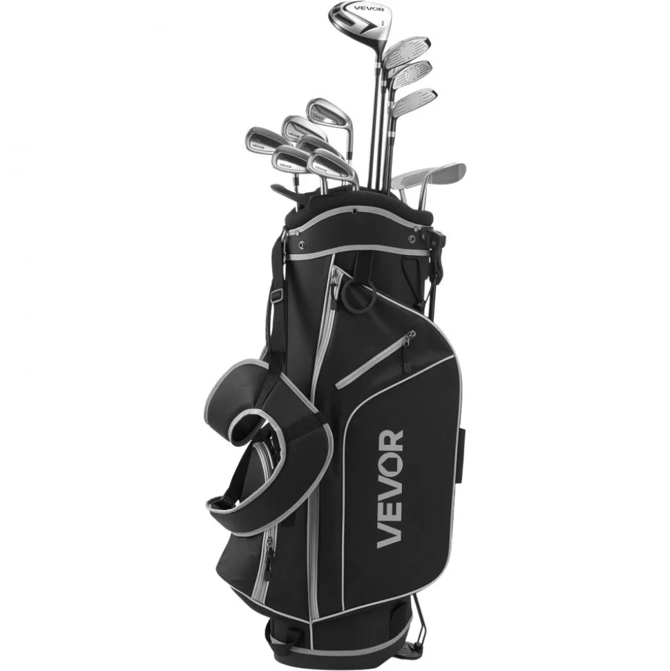 VEVOR Golf Club Set, 12 Pieces Men's Complete Golf Club Set Right Handed with 460CC #1 Driver, #3 & 5 Fairway Wood, #4 Hybrid, #5/#6/#7/#8/#9/#PW/#SW Irons, L-Shaped Putter, Golf Stand Bag, Black