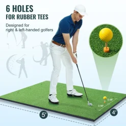 VEVOR Golf Hitting Mat, 5x4ft Artificial Turf Golf Hitting Mat, Golf Hitting Training Aids with 10 Golf Balls, 9 Golf Tees, Golf Practice Hitting Mat for Backyard Driving Indoor Outdoor Training