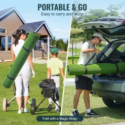 VEVOR Golf Hitting Mat, 5x4ft Artificial Turf Golf Hitting Mat, Golf Hitting Training Aids with 10 Golf Balls, 9 Golf Tees, Golf Practice Hitting Mat for Backyard Driving Indoor Outdoor Training