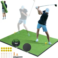 VEVOR Golf Hitting Mat, 5x4ft Artificial Turf Golf Hitting Mat, Golf Hitting Training Aids with 10 Golf Balls, 9 Golf Tees, Golf Practice Hitting Mat for Backyard Driving Indoor Outdoor Training