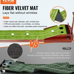 VEVOR Golf Putting Mat, 2 Hole Indoor Golf Putting Green, Wrinkle-Free Golf Training Aid, Mini Golf Set with Auto-Ball Return, Alignment Guide, 3 Ball, Wood Base, Game Practice Gift for Home Office