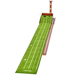 VEVOR Golf Putting Mat, 2 Hole Indoor Golf Putting Green, Wrinkle-Free Golf Training Aid, Mini Golf Set with Auto-Ball Return, Alignment Guide, 3 Ball, Wood Base, Game Practice Gift for Home Office