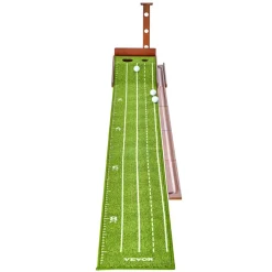 VEVOR Golf Putting Mat, 2 Hole Indoor Golf Putting Green, Wrinkle-Free Golf Training Aid, Mini Golf Set with Auto-Ball Return, Alignment Guide, 3 Ball, Wood Base, Game Practice Gift for Home Office