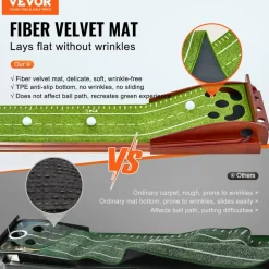 VEVOR Golf Putting Mat, 5 Hole Indoor Golf Putting Green, Wrinkle-Free Golf Training Aid, Mini Golf Set  with Auto-Ball Return, Alignment Guide, 3 Ball, Wood Base, Game Practice Gift for Home Offic
