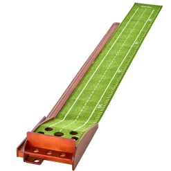 VEVOR Golf Putting Mat, 5 Hole Indoor Golf Putting Green, Wrinkle-Free Golf Training Aid, Mini Golf Set  with Auto-Ball Return, Alignment Guide, 3 Ball, Wood Base, Game Practice Gift for Home Offic