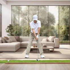 VEVOR Golf Putting Mat, 5 Hole Indoor Golf Putting Green, Wrinkle-Free Golf Training Aid, Mini Golf Set  with Auto-Ball Return, Alignment Guide, 3 Ball, Wood Base, Game Practice Gift for Home Offic