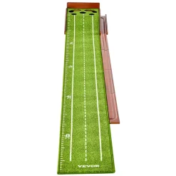 VEVOR Golf Putting Mat, 5 Hole Indoor Golf Putting Green, Wrinkle-Free Golf Training Aid, Mini Golf Set  with Auto-Ball Return, Alignment Guide, 3 Ball, Wood Base, Game Practice Gift for Home Offic