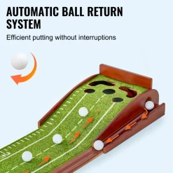 VEVOR Golf Putting Mat, 5 Hole Indoor Golf Putting Green, Wrinkle-Free Golf Training Aid, Mini Golf Set  with Auto-Ball Return, Alignment Guide, 3 Ball, Wood Base, Game Practice Gift for Home Offic
