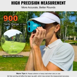 VEVOR Golf Rangefinder, 900 Yards Laser Golfing Hunting Range Finder, 6X Magnification Distance Measuring, Golfing Accessory with External Magnet Mount, High-Precision Flag Lock, Slope, and Batteries