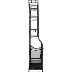 VEVOR Golf Storage Garage Organizer, 2 Golf Bag Storage Stand Holder and Other Sports Equipment Storage Rack, Outdoor Steel Ball Cart, Sports Gear and Toys Storage Shelves with Baskets & Hooks, Black