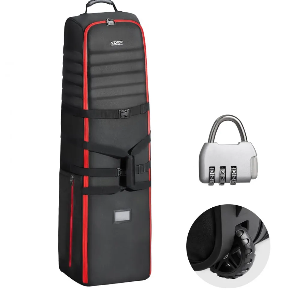 VEVOR Golf Travel Bag, Outdoors Soft-Sided Golf Travel Cover Case, Heavy Duty 1000D Nylon Wear-Resistant, Padded Golf Luggage Case Cover with Wheels, Foldable Golf Club Storage Bag for Airlines