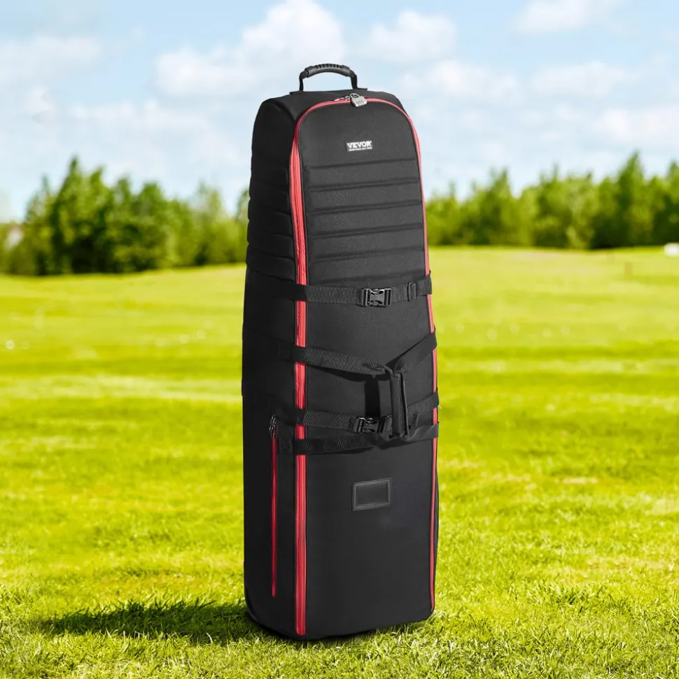 VEVOR Golf Travel Bag, Outdoors Soft-Sided Golf Travel Cover Case, Heavy Duty 1000D Nylon Wear-Resistant, Padded Golf Luggage Case Cover with Wheels, Foldable Golf Club Storage Bag for Airlines
