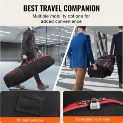 VEVOR Golf Travel Bag, Outdoors Soft-Sided Golf Travel Cover Case, Heavy Duty 1000D Nylon Wear-Resistant, Padded Golf Luggage Case Cover with Wheels, Foldable Golf Club Storage Bag for Airlines