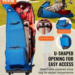 VEVOR Golf Travel Bag, Outdoors Soft-Sided Golf Travel Cover, Heavy Duty 1200D Polyester Oxford Wear-Resistant Waterproof, Padded Luggage Case with Wheels, Foldable Golf Club Storage Bag for Airline