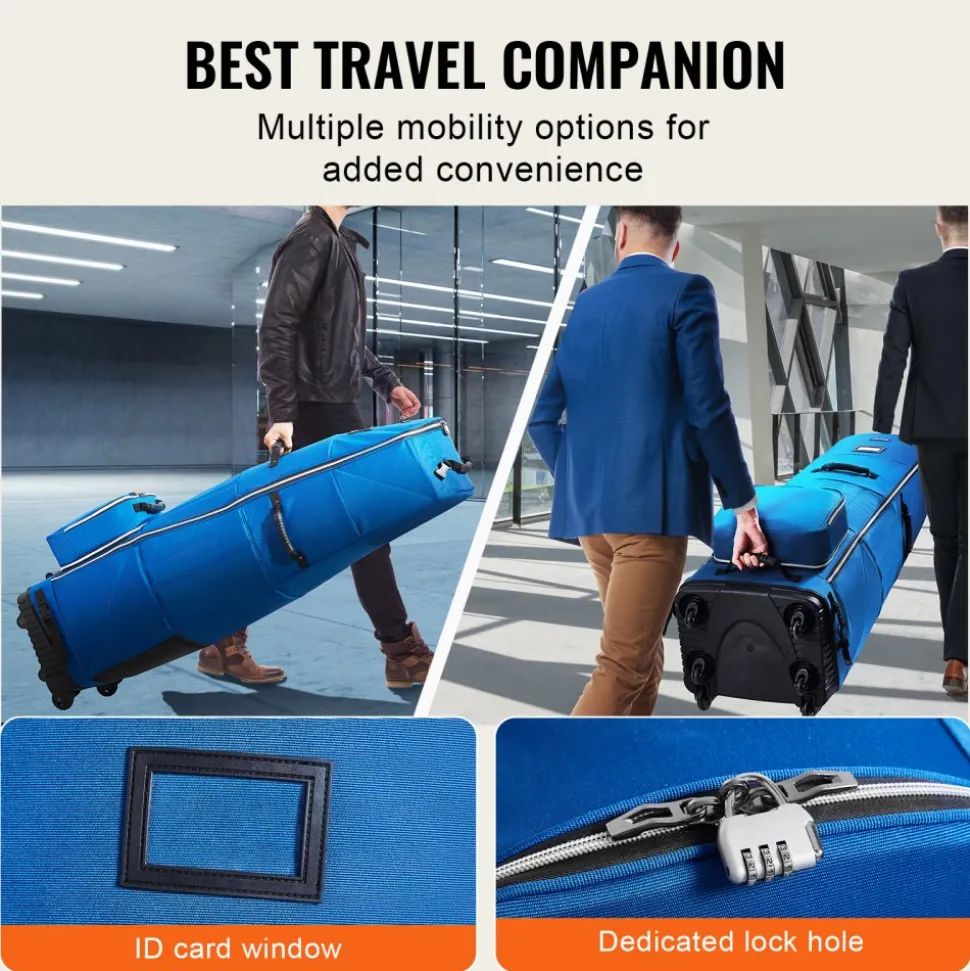 VEVOR Golf Travel Bag, Outdoors Soft-Sided Golf Travel Cover, Heavy Duty 1200D Polyester Oxford Wear-Resistant Waterproof, Padded Luggage Case with Wheels, Foldable Golf Club Storage Bag for Airline