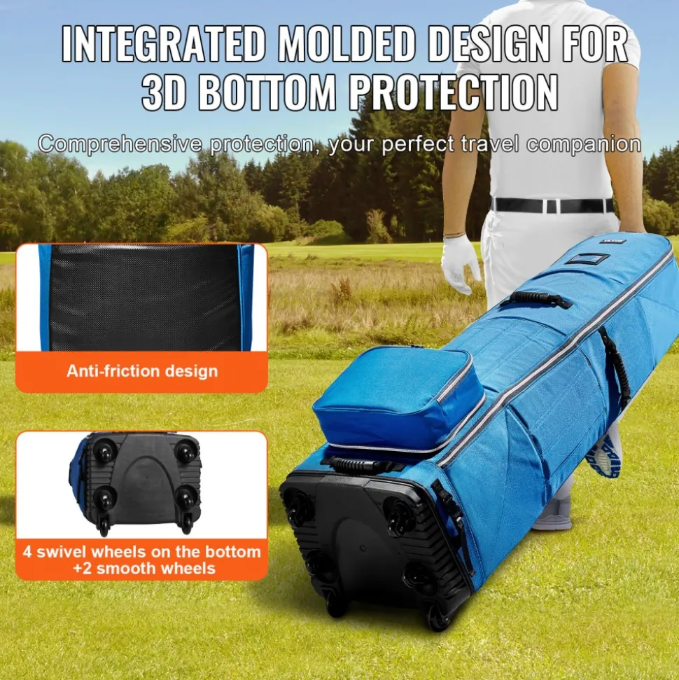 VEVOR Golf Travel Bag, Outdoors Soft-Sided Golf Travel Cover, Heavy Duty 1200D Polyester Oxford Wear-Resistant Waterproof, Padded Luggage Case with Wheels, Foldable Golf Club Storage Bag for Airline