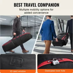 VEVOR Golf Travel Bag, Outdoors Soft-Sided Golf Travel Cover, Heavy Duty 1800D Polyester Oxford Wear-Resistant Waterproof, Padded Luggage Case with Wheels, Foldable Golf Club Storage Bag for Airline