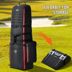 VEVOR Golf Travel Bag, Outdoors Soft-Sided Golf Travel Cover, Heavy Duty 1800D Polyester Oxford Wear-Resistant Waterproof, Padded Luggage Case with Wheels, Foldable Golf Club Storage Bag for Airline
