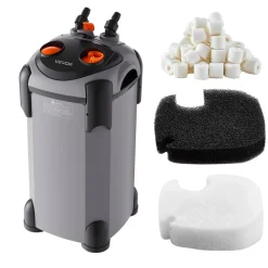 VEVOR 224.5GPH Canister Filter, 3-Stage External Aquarium Filter with Powerful Pump, Quite Water Circulation Cleaning Machine with Media for Fish Tanks and Aquariums Up to 55 Gallons, for Freshwater