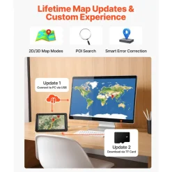 VEVOR GPS Navigator for Car, 7 inch Touch Screen 16GB GPS Navigation System with Built-in Dash Cam, Voice Turn-by-Turn Guidance, Speed and Red Light Warning, Custom Truck Routing, for Car Truck RV