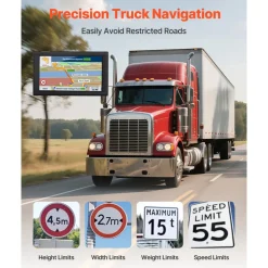 VEVOR GPS Navigator for Car, 9 inch Touch Screen 16GB GPS Navigation System with Built-in Dash Cam, Voice Turn-by-Turn Guidance, Speed and Red Light Warning, Custom Truck Routing, for Car Truck RV