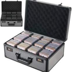 VEVOR Graded Card Case 3 Row 150 PSA Slab Storage Box with Secure Lock, Baseball Sports Trading Cards Holder Collector with 12 Dividers, Key, Holds 100 SGC 80 BGS 500 Top Loaders & 999+ Loose Cards