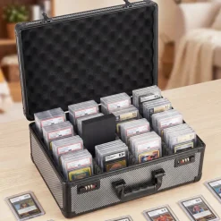 VEVOR Graded Card Case 3 Row 150 PSA Slab Storage Box with Secure Lock, Baseball Sports Trading Cards Holder Collector with 12 Dividers, Key, Holds 100 SGC 80 BGS 500 Top Loaders & 999+ Loose Cards