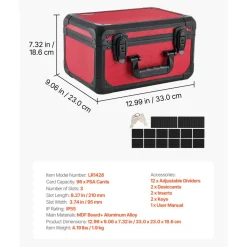 VEVOR Graded Card Case 3 Row 96 PSA Slab Storage Box with Secure Lock, Baseball Sports Trading Cards Holder Collector with 12 Dividers, Key, Holds 76 SGC 68 BGS 348 Top Loaders and 999+ Loose Cards
