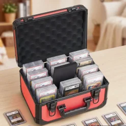 VEVOR Graded Card Case 3 Row 96 PSA Slab Storage Box with Secure Lock, Baseball Sports Trading Cards Holder Collector with 12 Dividers, Key, Holds 76 SGC 68 BGS 348 Top Loaders and 999+ Loose Cards