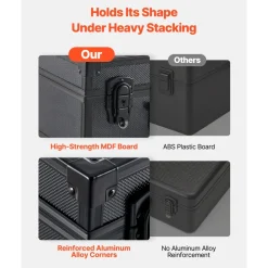 VEVOR Graded Card Case 3 Row 180 PSA Slab Storage Box with Mechanical Lock, Baseball Sports Trading Cards Holder Collector with 12 Dividers, Holds 120 SGC 100 BGS 520 Top Loaders & 999+ Loose Cards
