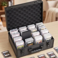 VEVOR Graded Card Case 3 Row 180 PSA Slab Storage Box with Mechanical Lock, Baseball Sports Trading Cards Holder Collector with 12 Dividers, Holds 120 SGC 100 BGS 520 Top Loaders & 999+ Loose Cards