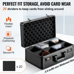 VEVOR Graded Card Storage Box, 4 Slots, Graded Sports Cards Holder Carrying Case with Coded Lock Foam Dividers, for 120 PSA Graded Cards 84 BGS Cards 96 SGC Cards 428 Top Loaders or 999+ Loose Cards