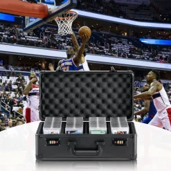 VEVOR Graded Card Storage Box, 4 Slots, Graded Sports Cards Holder Carrying Case with Coded Lock Foam Dividers, for 120 PSA Graded Cards 84 BGS Cards 96 SGC Cards 428 Top Loaders or 999+ Loose Cards