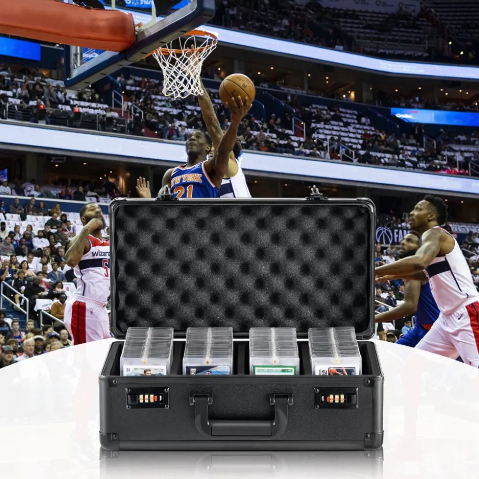 VEVOR Graded Card Storage Box, 4 Slots, Graded Sports Cards Holder Carrying Case with Coded Lock Foam Dividers, for 120 PSA Graded Cards 84 BGS Cards 96 SGC Cards 428 Top Loaders or 999+ Loose Cards