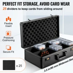 VEVOR Graded Card Storage Box, 5 Slots, Graded Sports Cards Holder Carrying Case with Coded Lock Foam Dividers, for 162 PSA Graded Cards 115 BGS Cards 130 SGC Cards 585 Top Loaders or 999+ Loose Cards