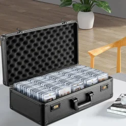 VEVOR Graded Card Storage Box, 5 Slots, Graded Sports Cards Holder Carrying Case with Coded Lock Foam Dividers, for 162 PSA Graded Cards 115 BGS Cards 130 SGC Cards 585 Top Loaders or 999+ Loose Cards