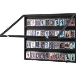 VEVOR 36 Graded Sports Card Display Case, 30.5x24.3x2.1 in, Baseball Card Display Frame with 98% UV Protection Clear View PC Glass, Lockable Wall Cabinet for Football Basketball Hockey Trading Card