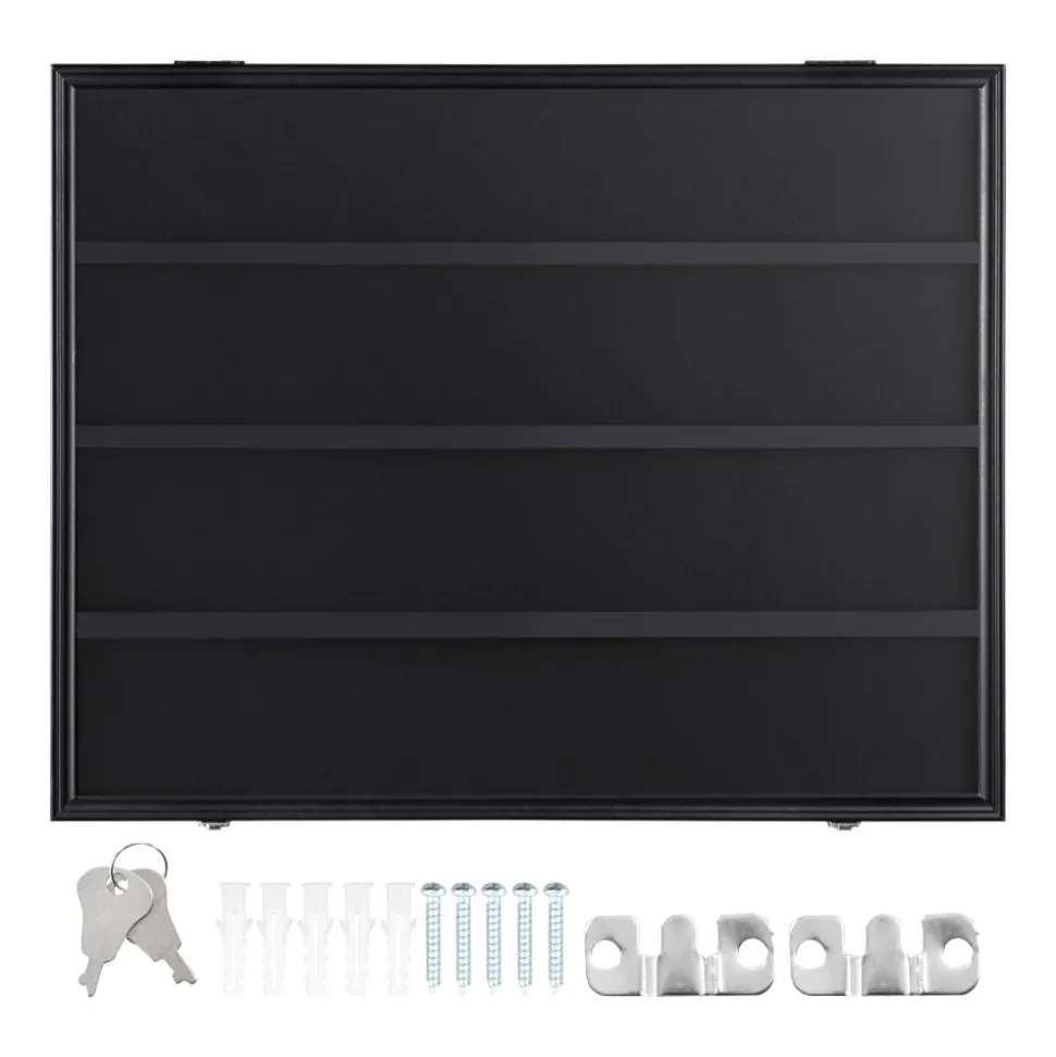 VEVOR 36 Graded Sports Card Display Case, 30.5x24.3x2.1 in, Baseball Card Display Frame with 98% UV Protection Clear View PC Glass, Lockable Wall Cabinet for Football Basketball Hockey Trading Card