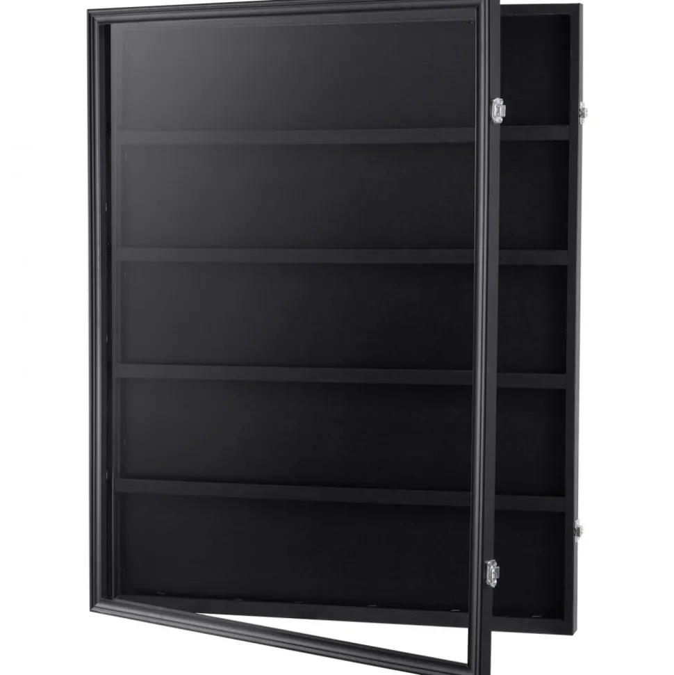 VEVOR 35 Graded Sports Card Display Case, 24.3x30.5x2.1 in, Baseball Card Display Frame with 98% UV Protection Clear View PC Glass, Lockable Wall Cabinet for Football Basketball Hockey Trading Card